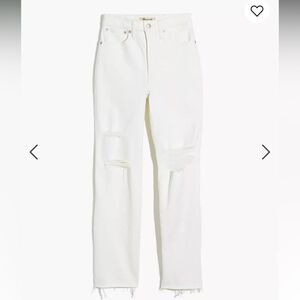 Madewell The Perfect Vintage Straight Jean in Tile White: Ripped-Knee Ed…